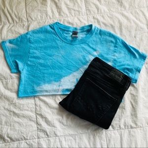 Blue tie dye crop top